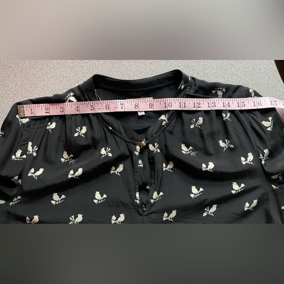 Juicy Couture Black Bird Silk Blouse Size Small - Picture 10 of 13